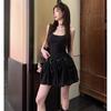 French Blue Suspender Dress Women's Summer Bow Gentle Wind Medium and Long Skirt Slim Waist Slim Skirt