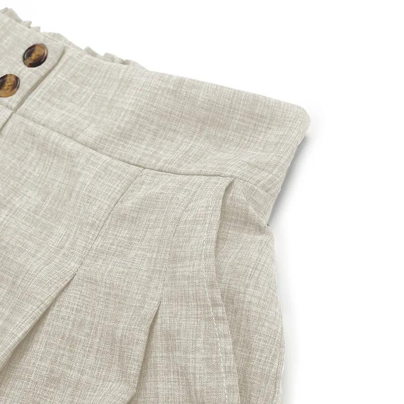 Sommer High Waist Shorts Damen Lässig Locker Weites Bein Einfarbige Shorts Lässige Kurze Hosen Taschen Urlaubs Short