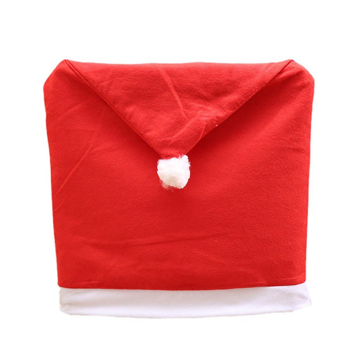

4-Pieces Christmas Chair Covers - Red Non-Woven Fabrics Santa Claus Hat Chair Back Covers for Xmas Decor 50x60cm