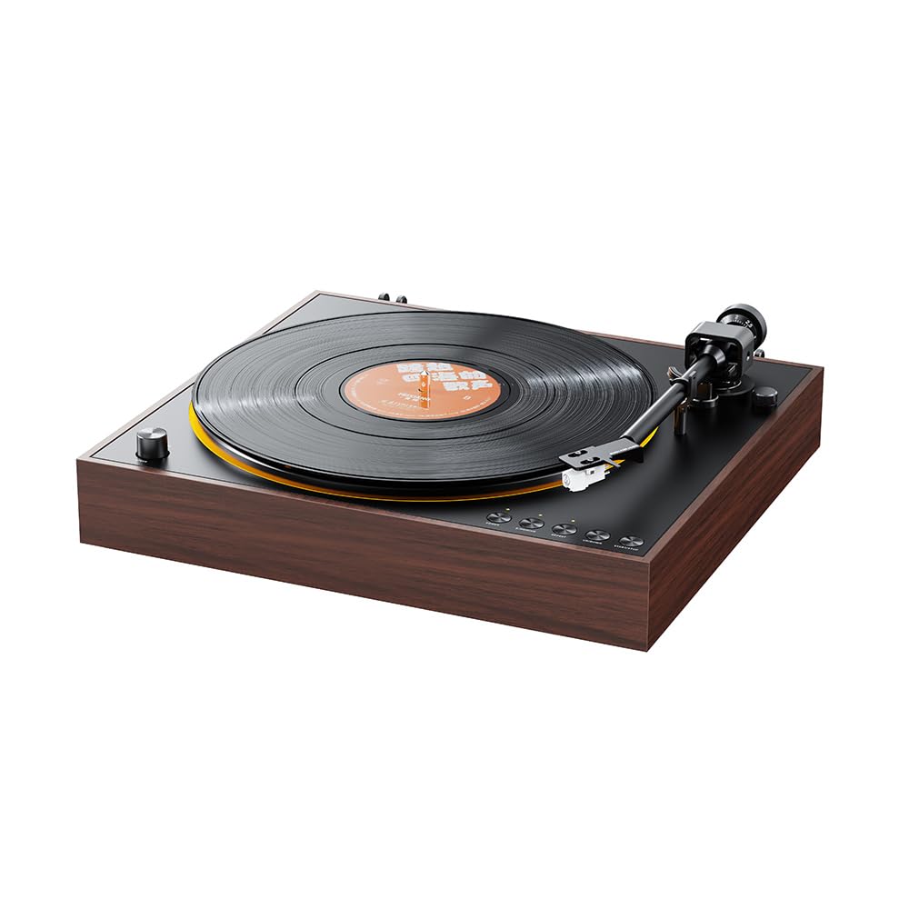 FiiO TT11 Fully Automatic Record Player, Brown, Bluetooth Output, AC100-240V