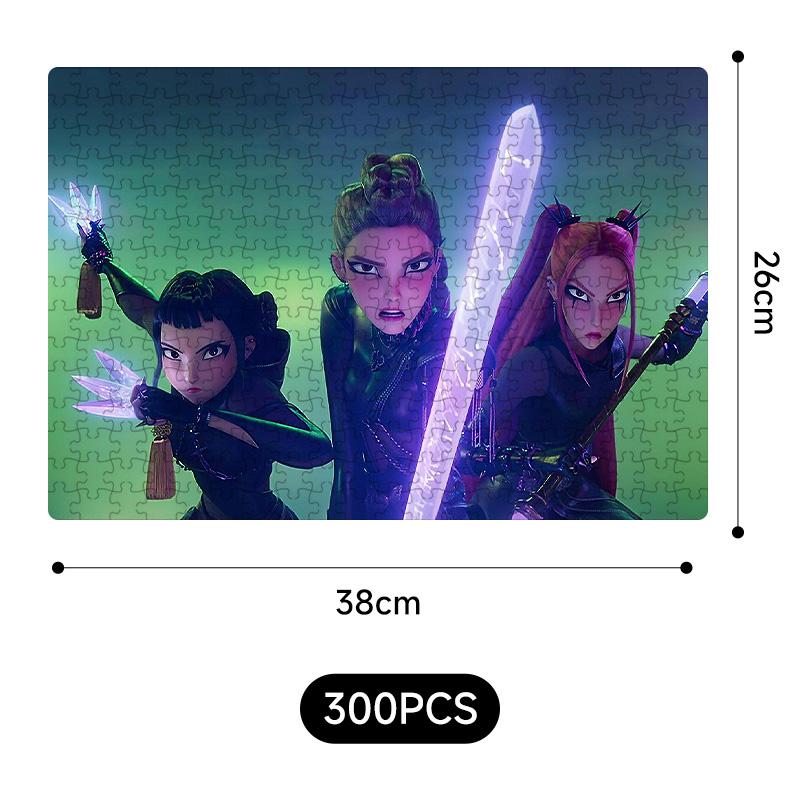 Yeni Kpop Şeytan Avcıları 38*26Cm 300 Parça Yapboz Oyuncakları Rumi Mira Zoey Huntrix Karakter Desenli Masa Oyunu Dekor Çocuk Hediye