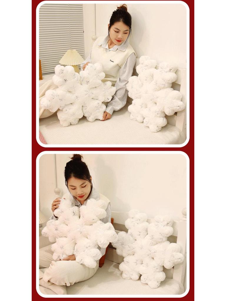 Snowflake Christmas Throw Pillow: Festive White Ornament for Home Decor, Parties & Window Display