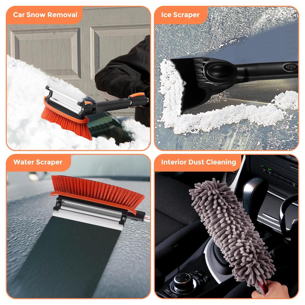 Odoland Car Snow Telescopic Snow Removal Ice Snow for and Brush, Brush, Scraper, Defrosting, Defrosting, Removal, Detachable, Cars, Trucks, SUVs,