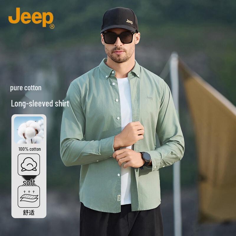 

Мужская осенняя рубашка JEEP из чистого хлопка с длинным рукавом 2XL