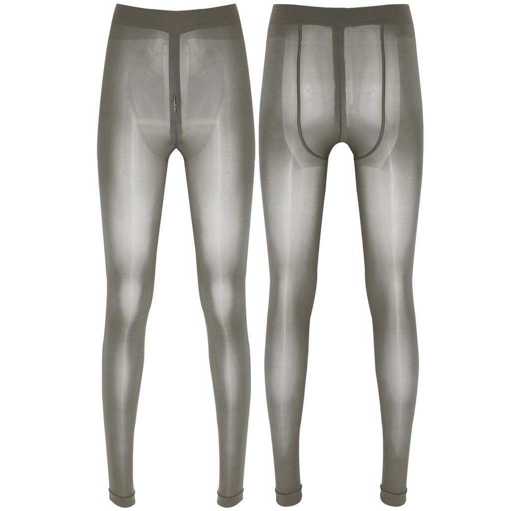 Womens Solid Color Skinny Leggings Glossy Sheer Tights Pantyhose Stretchy Zipper Crotch Tights Pants Stockings See-through