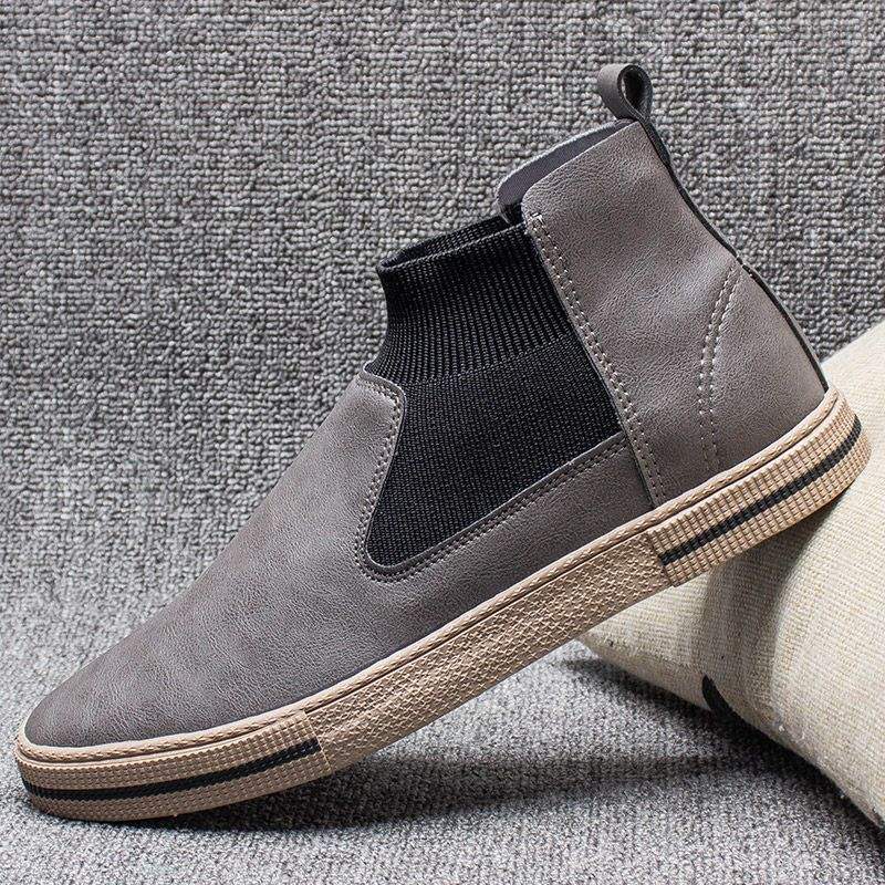 Casual High-top Leather Shoes 2025 Winter Velvet Cotton Shoes Trend Lazy Shoes One-pedal Martin Boots Darth Vader Men's Shoes