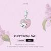 BAMOER 925 Sterling Silver Bead Cute Puppy Charm Pink Heart Shape Pendant Fit Origional Bracelet Jewelry Gift for Girl