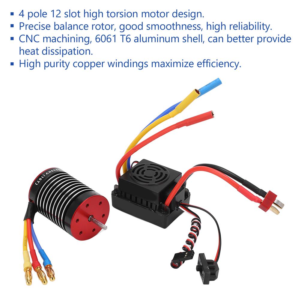 F540 3930KV Waterproof Brushless Motor Kit with 60A ESC for 1/10 RC Car Upgrade Parts