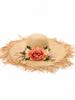 Versatile flower bucket hat summer sun protection big brim beach straw hat sun hat woven basin hat