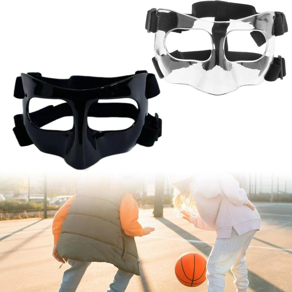 Elastic Strap Basketball Face Mask Black/Clear Nose Protector Face Guard Game Collision