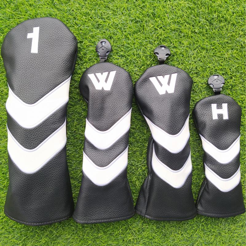 Golfschläger Schlägerhaube Universal PU-Leder Groß gestreift Golfholz Schutzhaube Putter