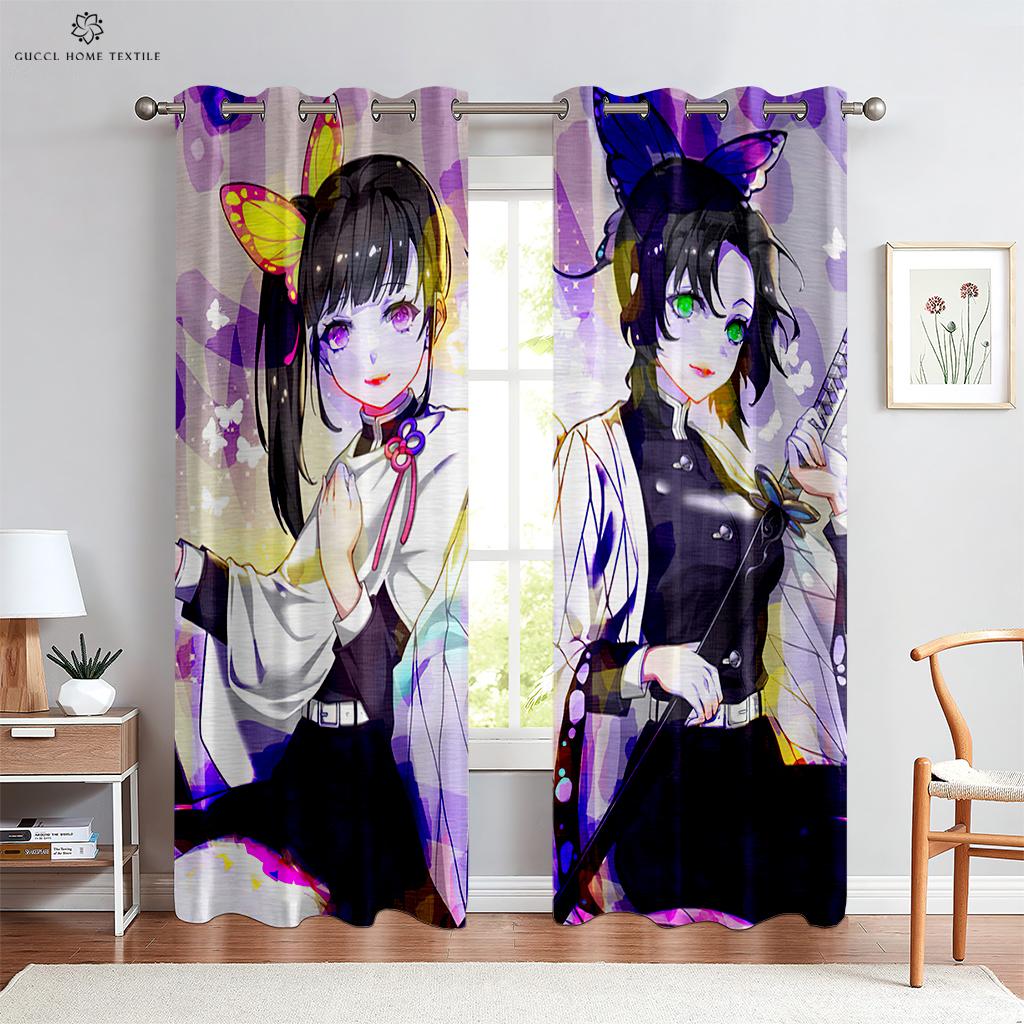 Animation Cartoon Curtains for Children's Room, Kitchen, Living Room, Study, Decorative, Home Decoration, 2 Pcs