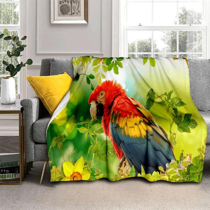 3D Colorful Macaws Parrot Birds Blanket,Soft Throw Blanket for Home Bedroom Bed Sofa Picnic Travel Office Rest Cover Blanket Kid