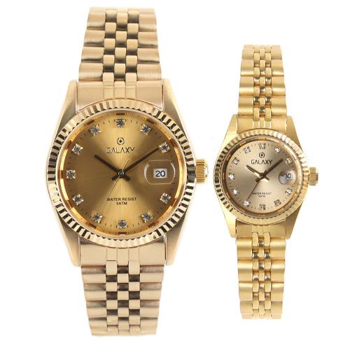 [GALAXY] GALAXY 5 ATM Couple's Men's Metal Wristwatch QT7013MC
