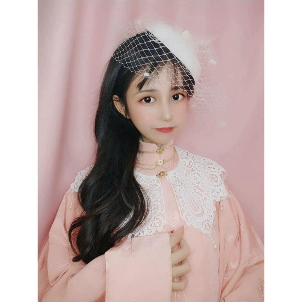 New Elegant Bridal Headwear Pearl Flower Mesh Wedding Veil Hat Temperament Vintage Pillbox Hats For Women