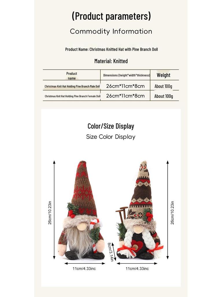 Neue Weihnachtsstrickmütze mit Kiefernzweig und Rudolph-Ornament - Festliches Partygeschenk Spielzeug