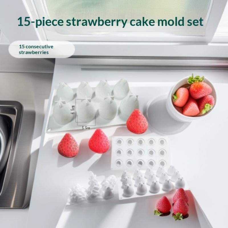 .1pc Silicone Baking Molds For Strawberry Fruit Dessert Mousse Mold Silicone Cake Mold Cake Decorations Reusable Making Moulds