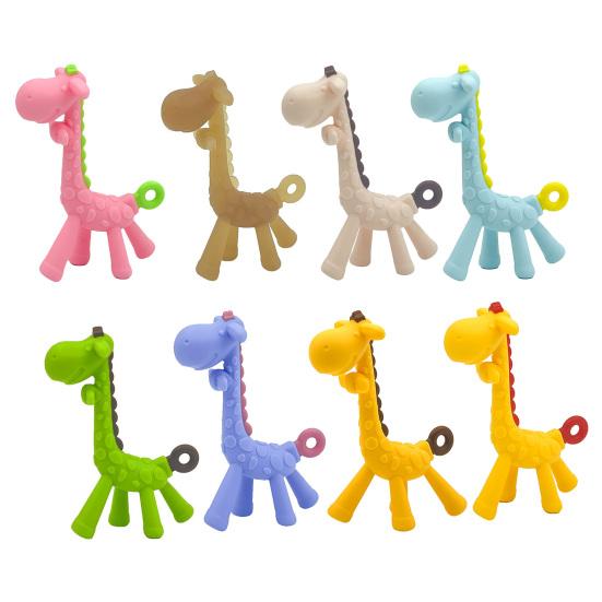 yangyizhi Baby Giraffe Teether, Silicone Chewing Toy for Soothing Gums, Anti-Choking Guard, Food Grade BPA-free Teething Relief Infants
