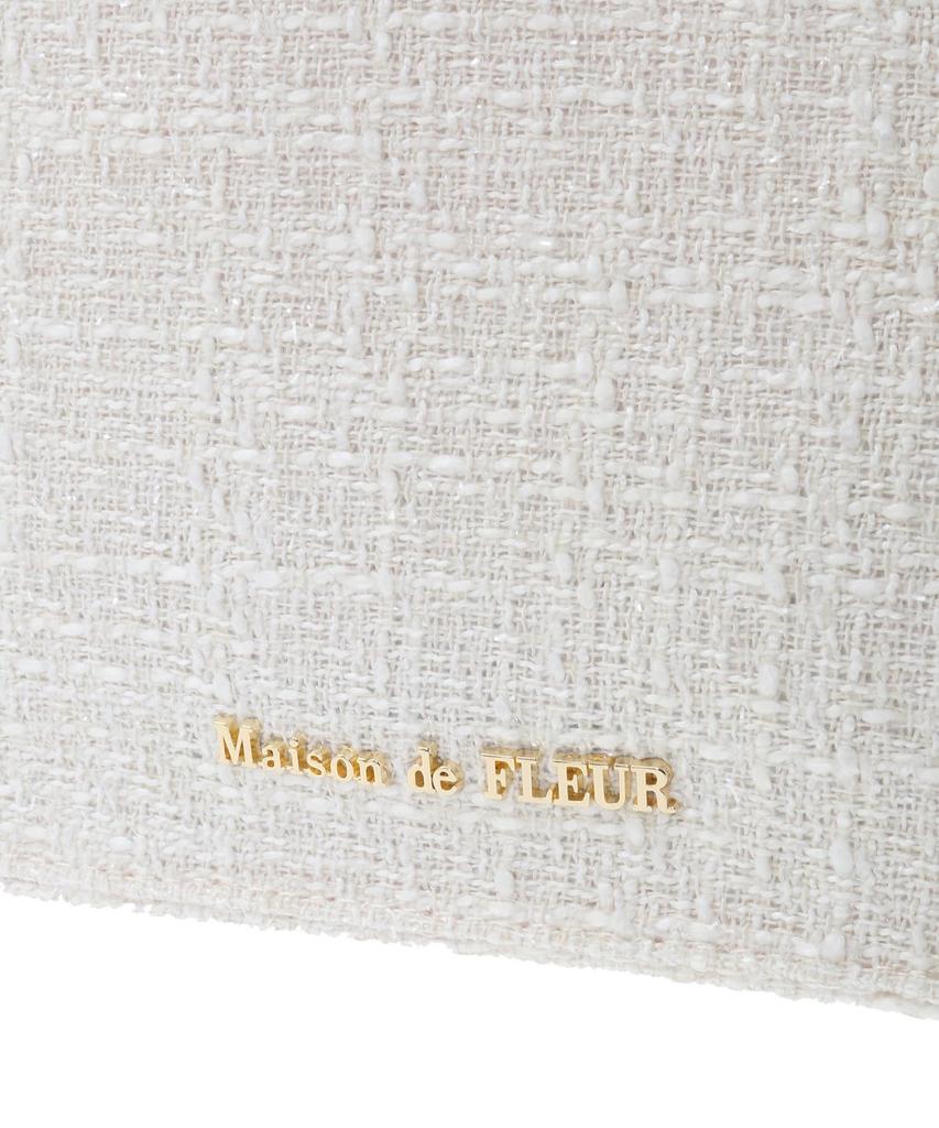 Maison De FLEUR Tweed Frill Handle Square Tote S Bag, Ivory, 08000248300