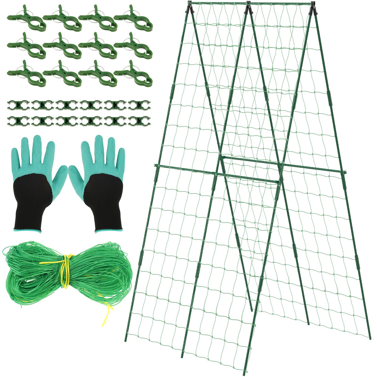 

Cucumber Trellis Raised Beds Adjustable Size A Frame Garden Trellis with Climbing Net Garden Supplies for Climbing Plant Outdoor