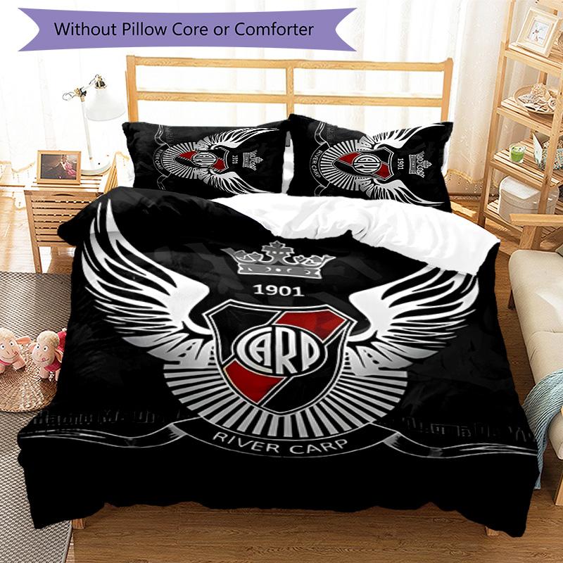 3pcs Club Atlético River Plate Pattern Bedding Set Duvet Cover Set Includes Duvet Cover &pillowcases,perfect All Season Bedroom Decoration&gift