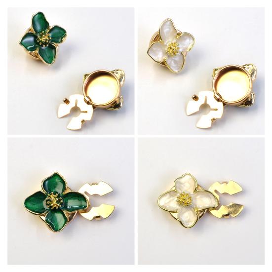 Blumenknopf-Abdeckung Damen Blumiger Knopf-Clip-Abdeckung Abnehmbar Dekorativ Ohne-Nähen Knopf-Abdeckung für Hemden Blusen Knöpfe