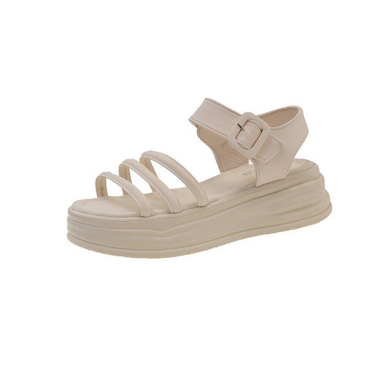 

Платформа римские сандалии женские лето 2025 новые интернет-знаменитость универсальные с открытым носком сандалии с пряжкой мягкая подошва пляжная обувь 40