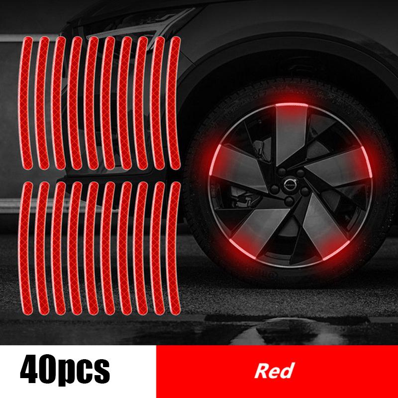 20Pcs Auto Motorcycle Bicycle Car Wheel Hub Reflective Sticker Luminous Stripes Tire Rim Reflective Sticker Night Safety Tape