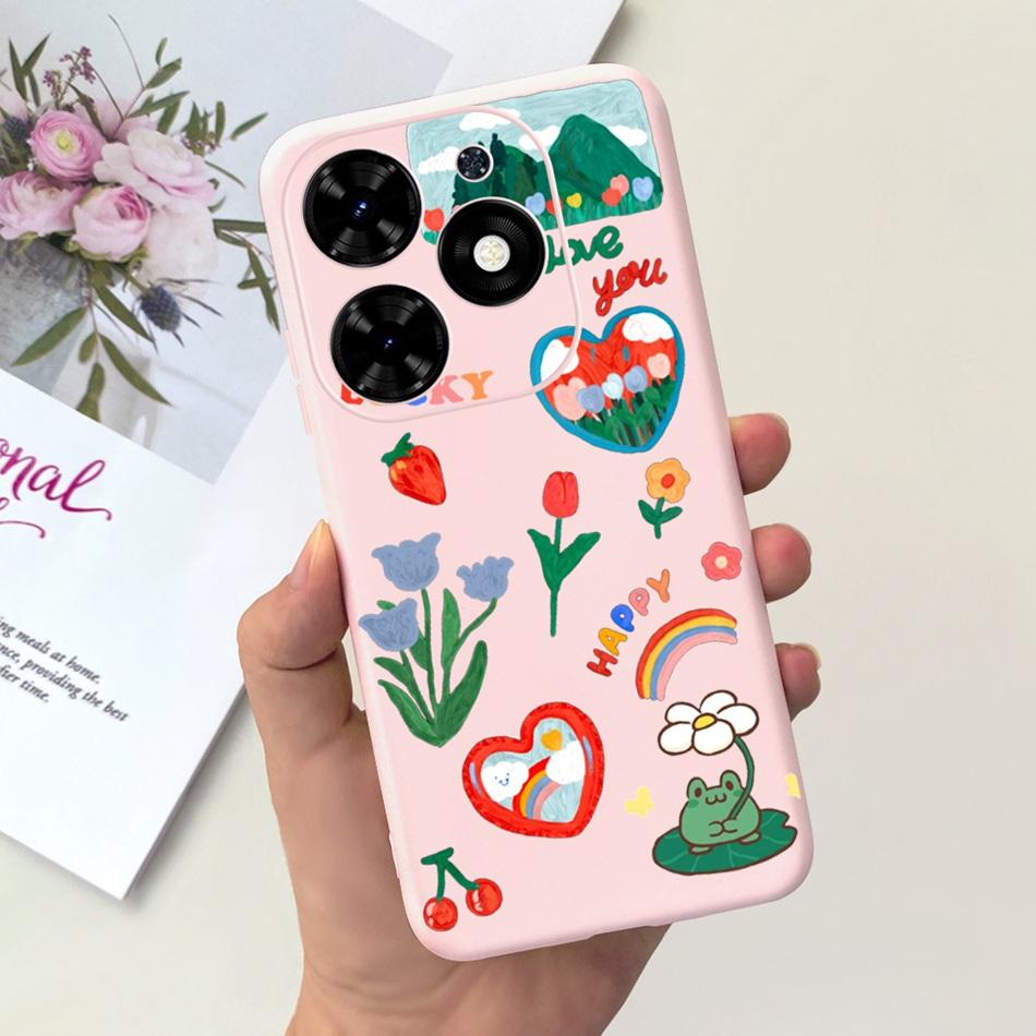 For Tecno Spark Go 2024 Case Cute Flower Love Pattern Candy Color Soft Silicon Slim Phone Back Cover For Spark Go (2024) BG6
