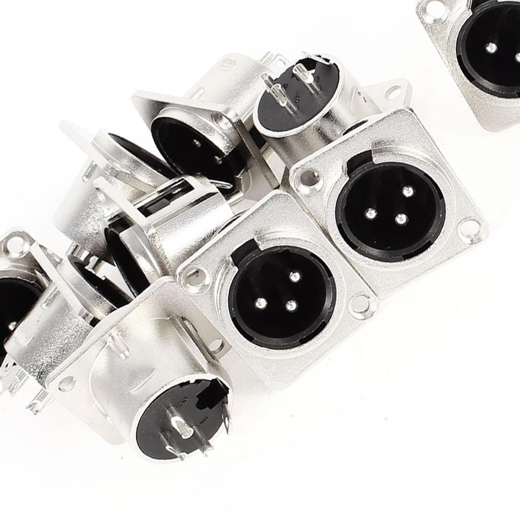 uxcell 3-pin XLR Male Chassis Metal Panel Mount Socket PCB Panel Jack Audio Studio Speaker Microphone Connector Silver Tone 10pcs