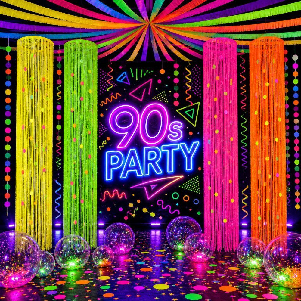 2.1m Party Ceiling Hanging Decor Tube Hanging Design Fluorescent Streamer 90s Theme Party