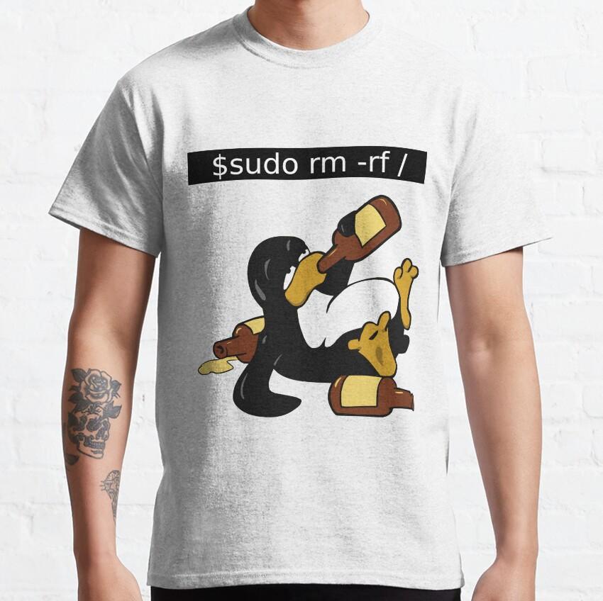 Sudo Rm -rf  GAME OVER Linux Command Geek Nerd Terminal Ubuntu Computer 100% Cotton Clothing Printed Plus Size T-Shirt for Man