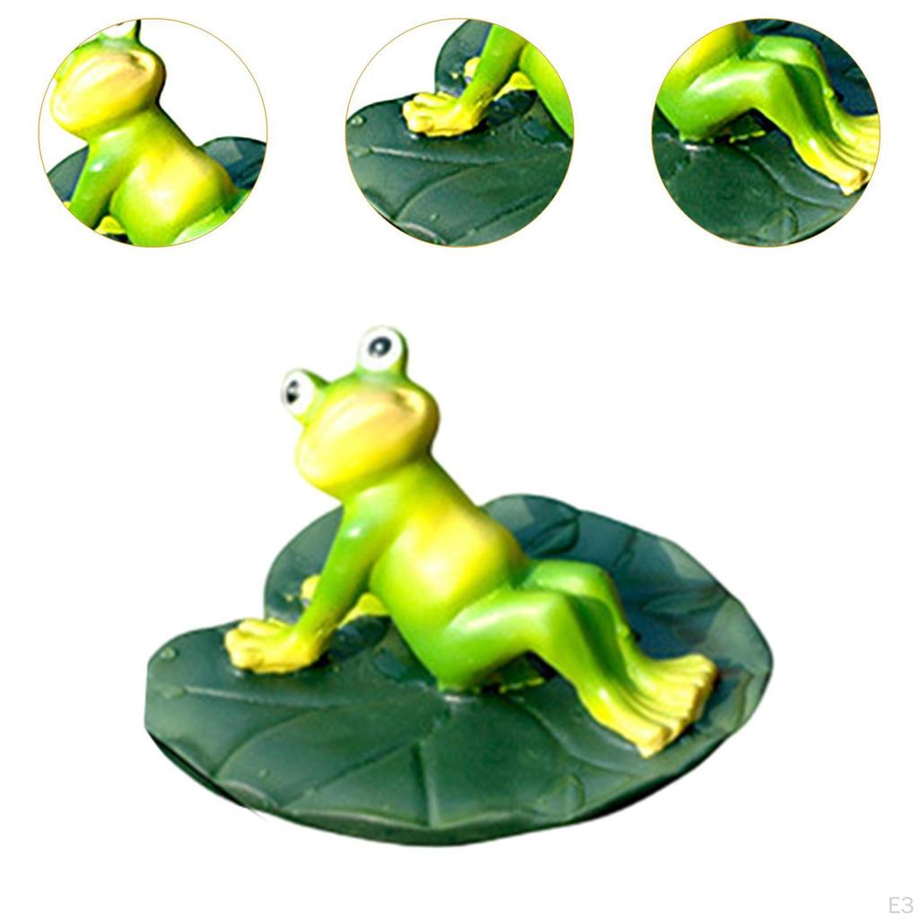 Floating Frog Figure with Water, Resin, Animal Statue Decoration for Patio Aquarium