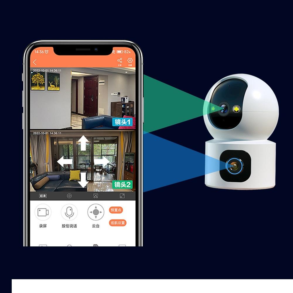 IP CCTV Camera Dual Lens Fhd Indoor Home Security Surveillance Camera Two Way Audio Wireless Baby Monitor  PTZ Security Camera