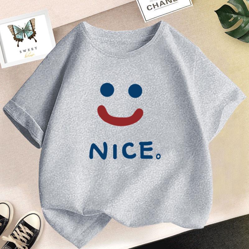 

Футболка для девочек с дизайном Happy Smile, детские уличные дышащие топы, индивидуальная хлопковая одежда, летние крутые спортивные футболки 150