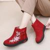 Botines Retro Bordados para Mujer - Zapatos de Mamá de Algodón Felpudo Cálido, Estilo Étnico.