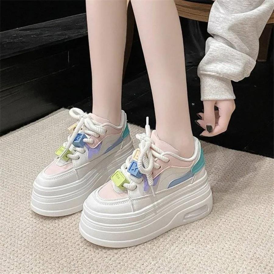 Ladies 2025 new thick-soled women's vulcanized shoes increase 6 cm casual sports shoes high heels women's board shoes sneakers
