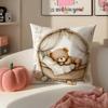 Childishhearted And Friends Teddy BearB Cushion Cover Pillowcase Short Plush Invisible zipper Room Sofa Cushion Cover