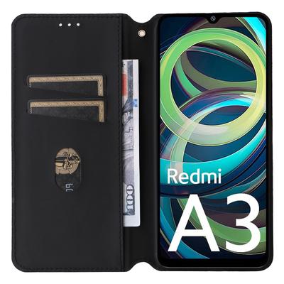 For Xiaomi Redmi A3 4G/Poco C61 4G Case Wallet PU Leather Phone Cover Rhombus Imprinted