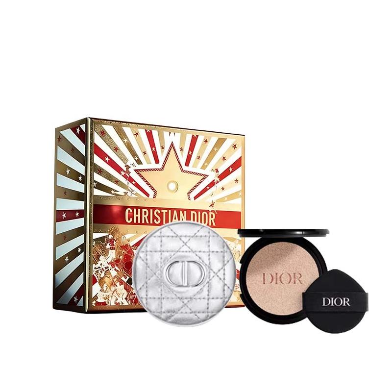 

DIOR Retro Silver Plaid Glossy Cushion Foundation Makeup Set Star Wish Red Luck Limited Gift Box Natural Fit and Silky Smooth Lasting