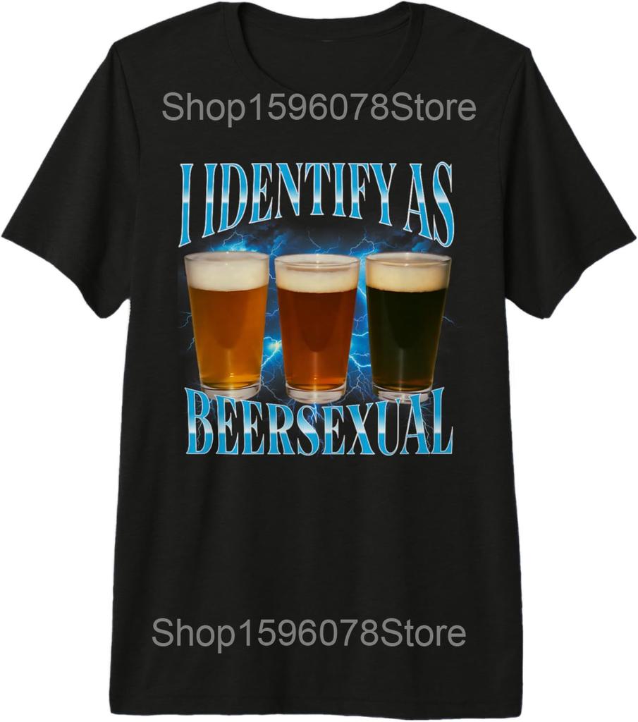 I'm Beersexual Beer Drinking LGBTQ Pride Funny Beer Lover's T Shirts Men Cotton Streetwear Short Sleeve Unisex Loose Clothing