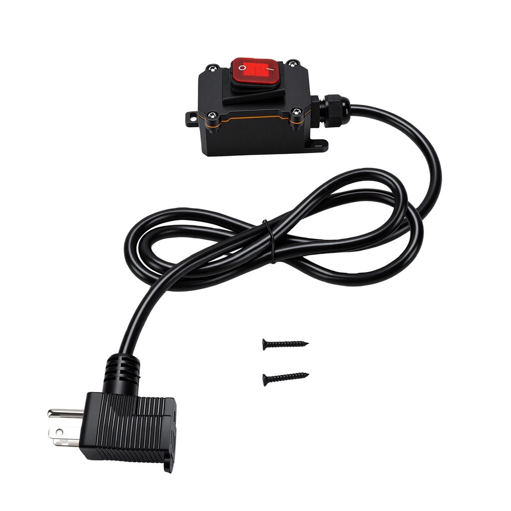 Inline Cord Switch with 4ft 18AWG Cable Piggyback Plug 16A IP67 Water Proof Inline Power Switch NEMA 5 15P Plug and 5