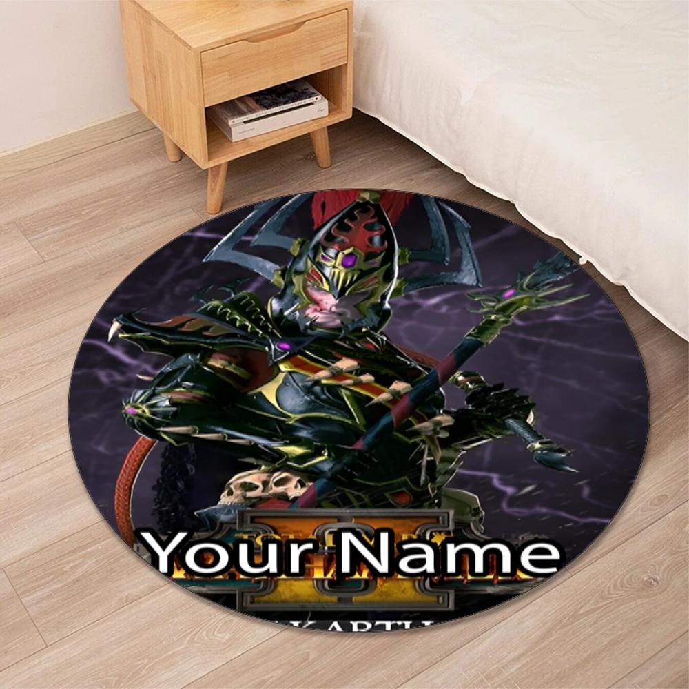 Custom Name Total War Warhammer Printed Round Rug Carpet Chair Rug Area Rug Entryway Doormats,for Office Chair Living Room Bedroom Kitchen Room.