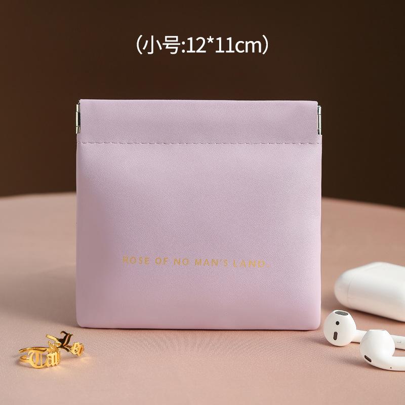 PU Fashion Portable Cosmetic Bag Cover Closure Handle for Travel Storage Protective Case for Sanitary Napkins Lipstick Sundries