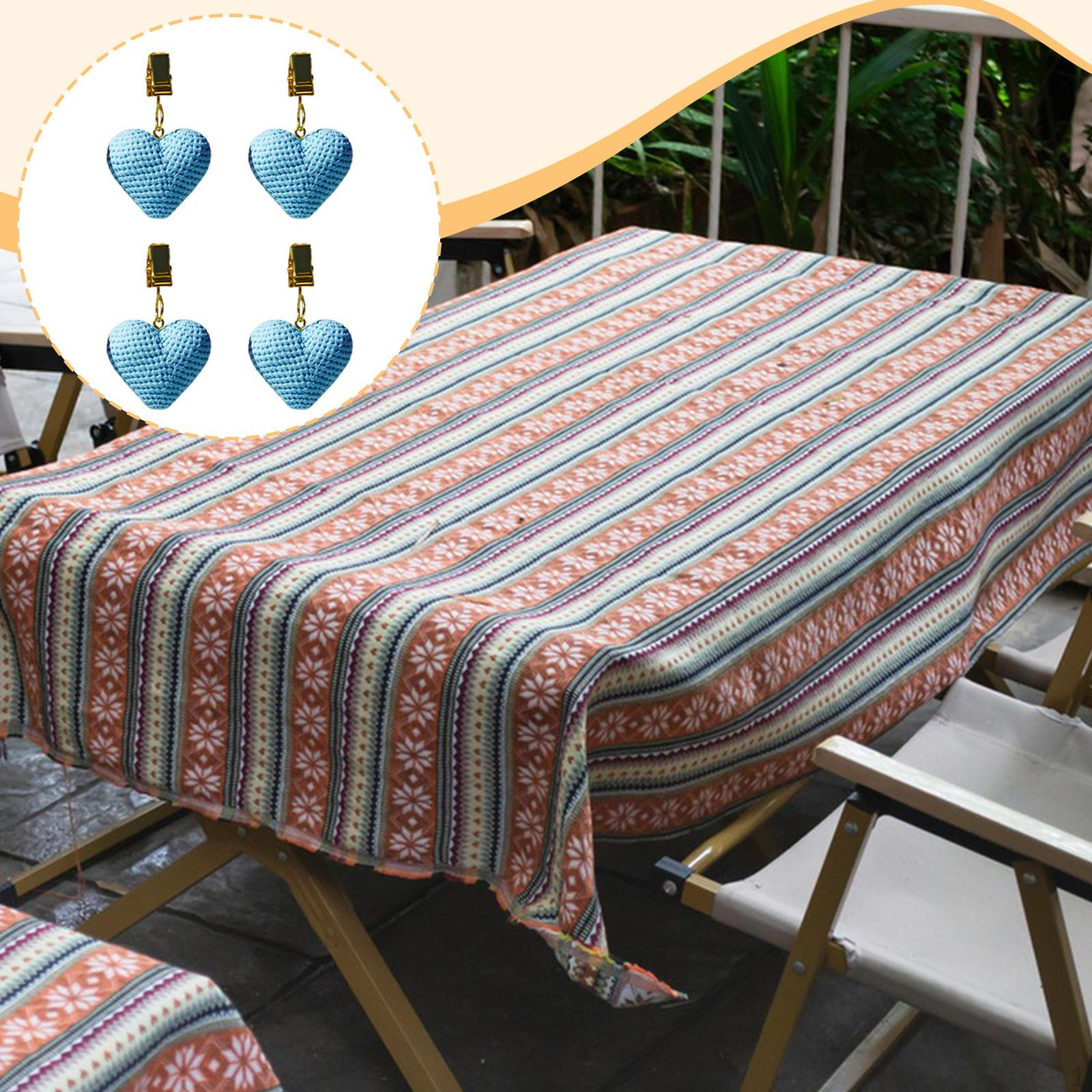 

4 Heart Shaped Resin Tablecloth Clips, Non-Slip Decorative Holders for Patio, Party, синій