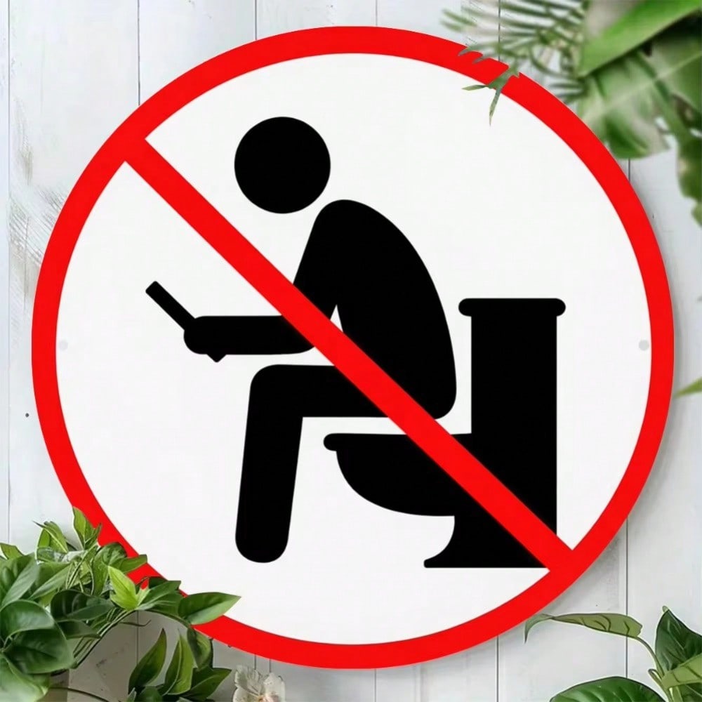No Phone Zone 7.8x7.8 Inch Funny Bathroom Metal Sign Rustproof Wall Art Room Decor Gift Plaque