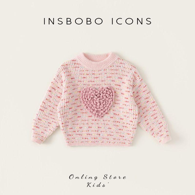 Insbobo Spring and Autumn Casual Baby Girl Little Kids  Sweater Pink 90