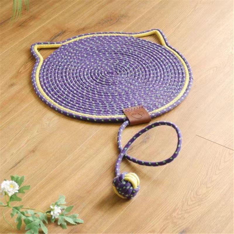 Cotton Rope Cats Scratcher Tool Round Scratching Post Mat Cats Scratch Pad for Cats Helps Maintain Claw Provide Fun