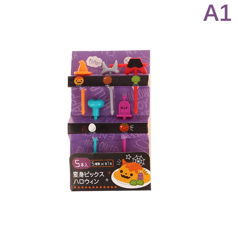 4/5Pcs Obst Gabel Mini Cartoon Kinder Snack Kuchen Dessert Pick Zahnstocher Bento Mittagessen Party Dekoration Halloween
