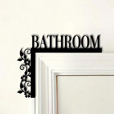Metal Floral Bathroom Sign Iron Wall Plaque Home Decor